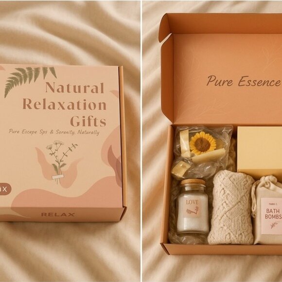 Natural Relaxation Spa Gift Box Set Lavender Oil Bath Bombs Cozy Self Care - Picture 16 of 16